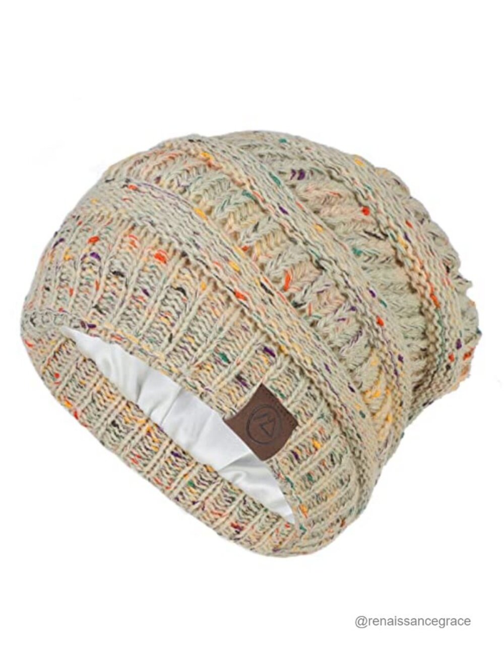 Satin Lined Slouchy Beanie Winter Hat for Women Warm Knit Cuffed Beanie